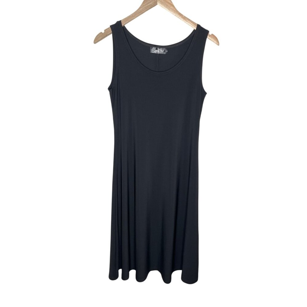 Sympli Black Sleeveless Minimalist A-Line Tank Dress Size 6